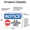 Signmission U.S. Citizens Only Sign, Vinyl Decal, 14in W x 10in L, 2PK OS-2PACK-NS-D-1014-L-16772 - alternate 4